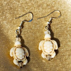 #14- Cream Turtle Earrings